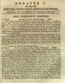 Dziennik Urzędowy Gubernii Radomskiej, 1849, nr 35, dod. V