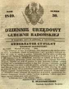 Dziennik Urzędowy Gubernii Radomskiej, 1849, nr 36
