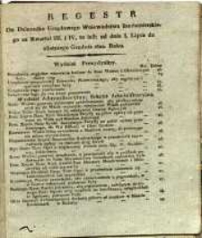 Regestr do Dziennika Urzędowego Województwa Sandomierskiej za Kwartał III i IV to jest: od dnia 1 Lipca do ostatniego Grudnia 1822 Roku