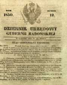 Dziennik Urzędowy Gubernii Radomskiej, 1850, nr 12