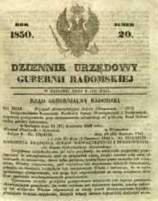 Dziennik Urzędowy Gubernii Radomskiej, 1850, nr 20