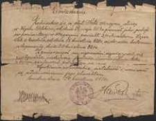 Zaświadczenie, z dnia 20 kwietnia 1921 r.