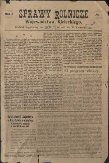 Sprawy Rolnicze, 1929, R. 1, nr 1