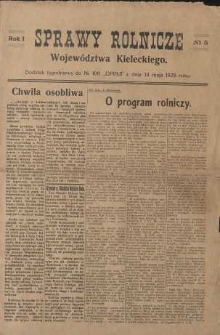 Sprawy Rolnicze, 1929, R. 1, nr 5