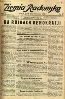 Ziemia Radomska, 1933, R. 6, nr 87
