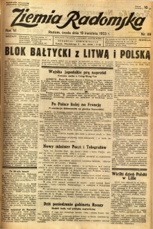 Ziemia Radomska, 1933, R. 6, nr 89