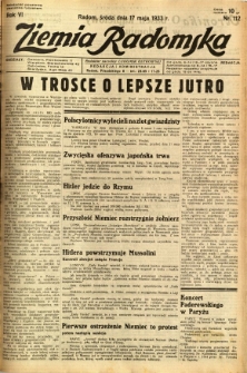 Ziemia Radomska, 1933, R. 6, nr 112
