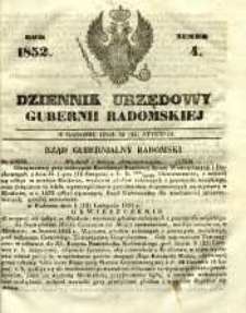 Dziennik Urzędowy Gubernii Radomskiej, 1852, nr 4