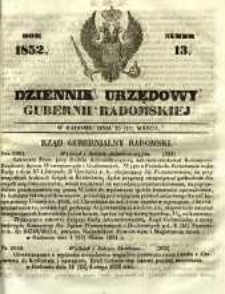 Dziennik Urzędowy Gubernii Radomskiej, 1852, nr 13