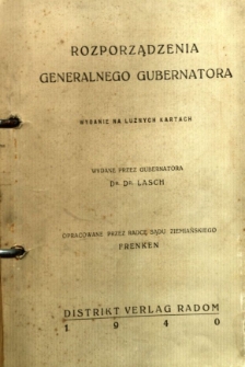 Rozporządzenia Generalnego Gubernatorstwa : wydanie na luźnych kartach
