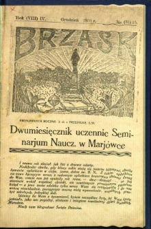 Brzask: Dwumiesięcznik uczennic Seminarium Nauczycielskiego w Mariówce, 1930, R. (8) 4, nr (31) 15