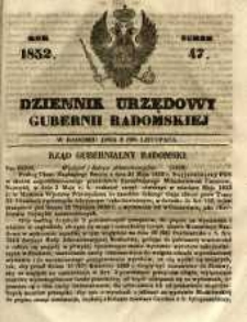 Dziennik Urzędowy Gubernii Radomskiej, 1852, nr 47