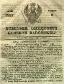Dziennik Urzędowy Gubernii Radomskiej, 1853, nr 9