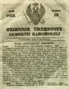 Dziennik Urzędowy Gubernii Radomskiej, 1853, nr 12