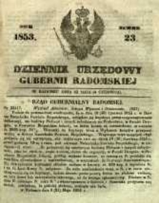 Dziennik Urzędowy Gubernii Radomskiej, 1853, nr 23