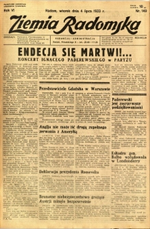 Ziemia Radomska, 1933, R. 6, nr 149