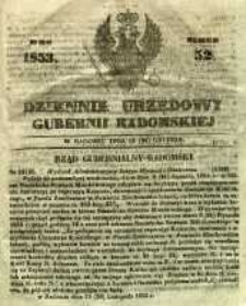 Dziennik Urzędowy Gubernii Radomskiej, 1853, nr 52