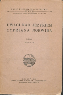 Uwagi nad językiem Cyprjana Norwida