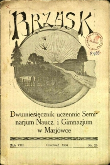 Brzask: Dwumiesięcznik uczennic Seminarium Nauczycielskiego w Mariówce, 1934, R. 8, nr 29