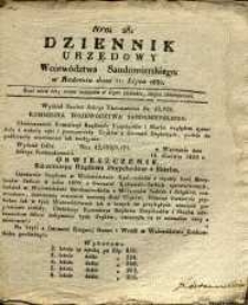 Dziennik Urzędowy Województwa Sandomierskiego, 1830, nr 28