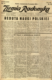 Ziemia Radomska, 1933, R. 6, nr 213