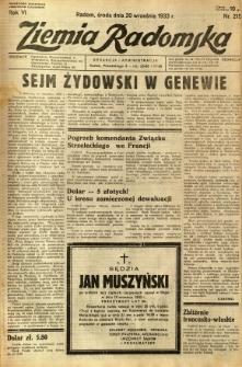 Ziemia Radomska, 1933, R. 6, nr 215