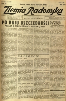 Ziemia Radomska, 1933, R. 6, nr 256