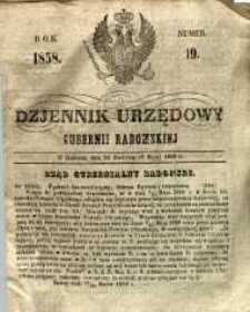 Dziennik Urzędowy Gubernii Radomskiej, 1858, nr 19