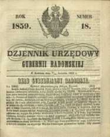 Dziennik Urzędowy Gubernii Radomskiej, 1859, nr 18