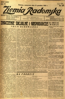 Ziemia Radomska, 1933, R. 6, nr 291