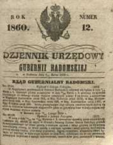 Dziennik Urzędowy Gubernii Radomskiej, 1860, nr 12