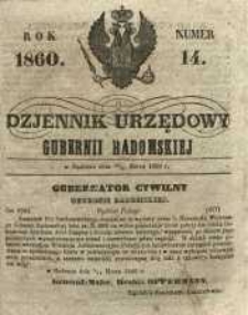 Dziennik Urzędowy Gubernii Radomskiej, 1860, nr 14