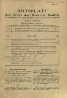 Amtsblatt des Chefs des Distrikts Radom im Generalgouvernement fűr die besetzten polnischen Gebiete = Dziennik urzędowy Szefa Dystryktu Radom w Generalnym Gubernatorstwie dla okupowanych polskich obszarów, 1939, nr 2