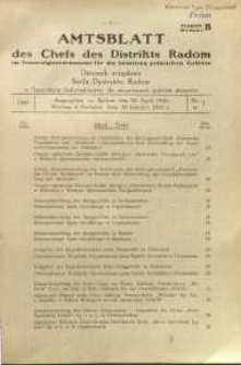 Amtsblatt des Chefs des Distrikts Radom im Generalgouvernement fűr die besetzten polnischen Gebiete = Dziennik urzędowy Szefa Dystryktu Radom w Generalnym Gubernatorstwie dla okupowanych polskich obszarów, 1940, nr 3, wyd. B