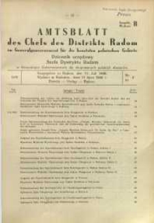 Amtsblatt des Chefs des Distrikts Radom im Generalgouvernement fűr die besetzten polnischen Gebiete = Dziennik urzędowy Szefa Dystryktu Radom w Generalnym Gubernatorstwie dla okupowanych polskich obszarów, 1940, nr 6, wyd. B