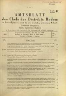 Amtsblatt des Chefs des Distrikts Radom im Generalgouvernement fűr die besetzten polnischen Gebiete = Dziennik urzędowy Szefa Dystryktu Radom w Generalnym Gubernatorstwie dla okupowanych polskich obszarów, 1940, nr 7, wyd. B