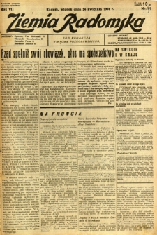 Ziemia Radomska, 1934, R. 7, nr 91