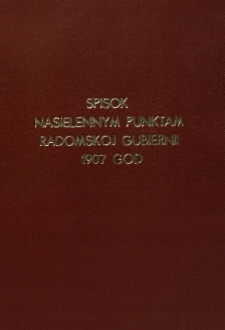 Spisok nasielennym punktam Radomskoj Gubiernii 1907 god