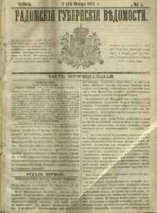 Radomskiâ Gubernskiâ Vĕdomosti, 1871, nr 1