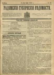 Radomskiâ Gubernskiâ Vĕdomosti, 1873, nr 22