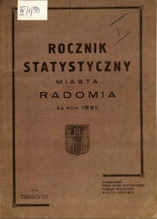 Rocznik statystyczny miasta Radomia za rok 1931