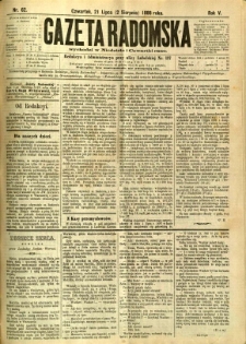 Gazeta Radomska, 1888, R. 5, nr 62