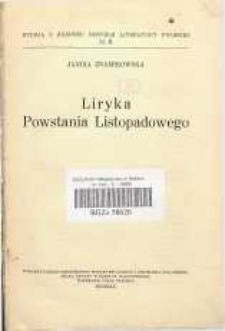 Liryka Powstania Listopadowego