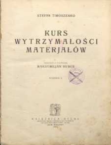 Kurs wytrzymałości materjałów
