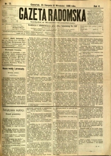 Gazeta Radomska, 1888, R. 5, nr 72