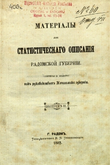 Materialy dlja statističeskago opisanija Radomskoj Gubernii sobrany i izdany pod" rukovodstvom' Načal'nika gubernii