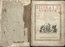 Missale romanum ex decreto sacrosancti Concilii Tridentini restitutum…