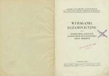 Wymagania egzaminacyjne oraz podręczniki, polecane kandydatom na nauczycieli szkół średnich