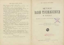 Metody badań psychologicznych w szkole : wskazówki dla lekarzy szkolnych oraz pedagogów