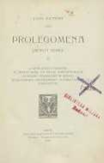 Prolegomena : uwagi i szkice